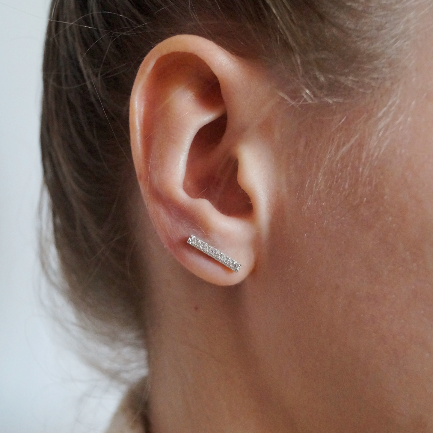 Naušnice od srebra 925, visoki sjaj - sa prozirnim cirkonima, nosive na 3 razlicita načina