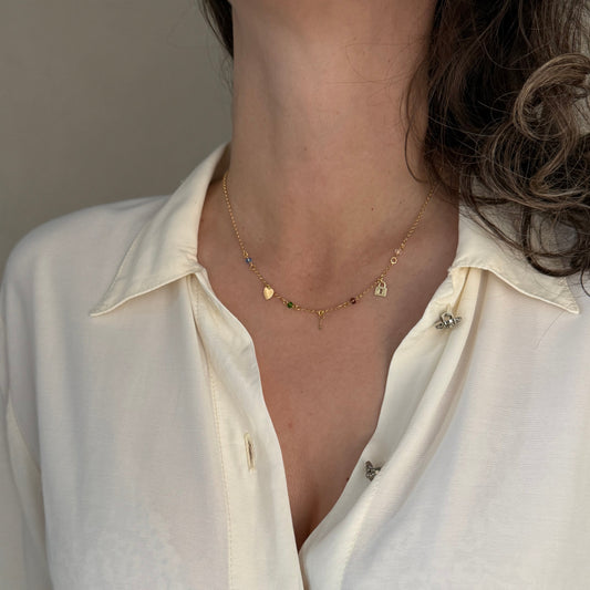 Lock and Key pozlaćeni lančić s prozirnim pastelnim perlama