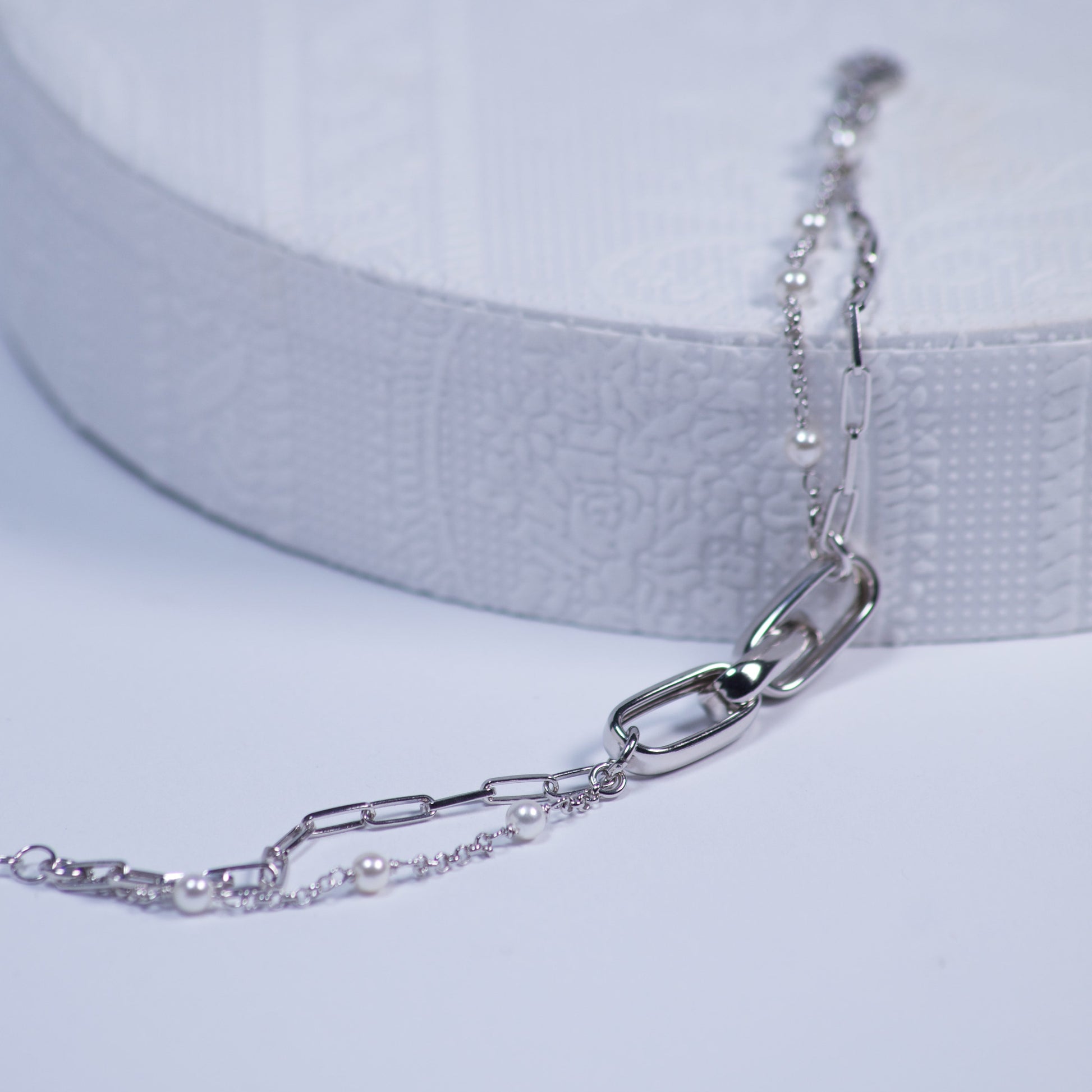 Ogrlica od srebra 925, visoki sjaj - sa perlama