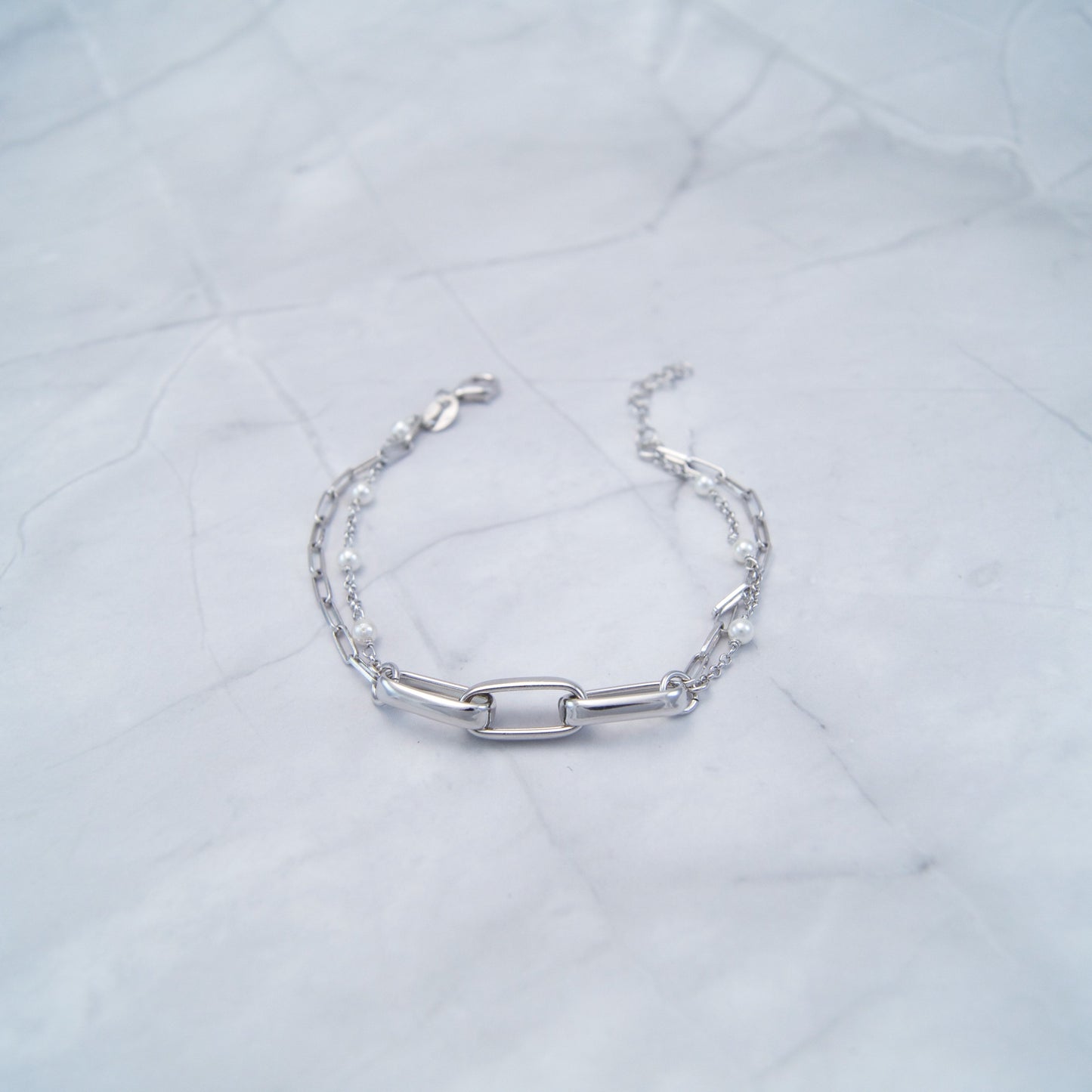 Narukvica od srebra 925, visoki sjaj - sa perlama