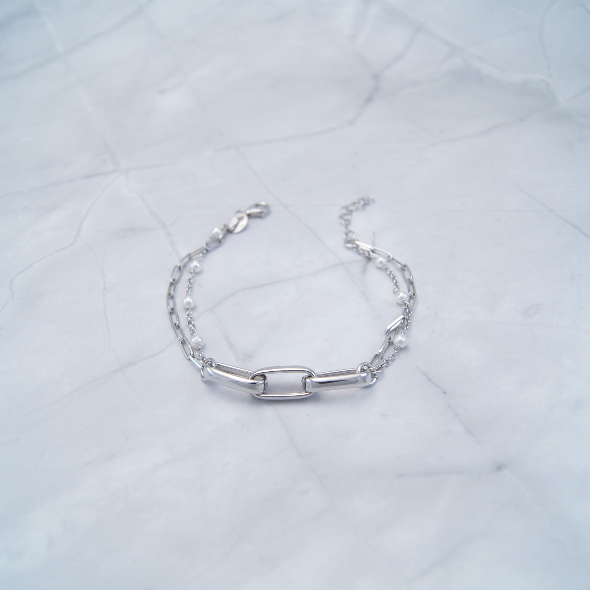 Narukvica od srebra 925, visoki sjaj - sa perlama